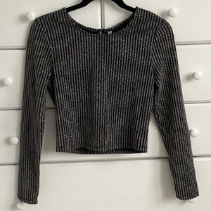 Xhilaration Ribbed Metallic Black Top